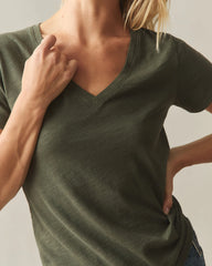 Women's Premium Slub V-Neck Tee - Loden