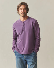 Men's Broken-In Premium Slub Long Sleeve Henley - Deep Purple