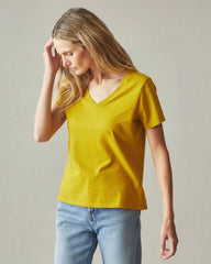 Women's Classic Cotton V-Neck Tee - Golden Palm
