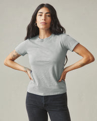 Women's Premium Slub Crew Tee - Heather Grey
