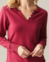 Women's Modal Fleece V-Notch Top - Rio Red