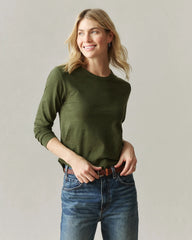 Women's Premium Slub Curved Hem Long Sleeve - Rifle Green