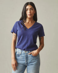 Women's Premium Slub V-Neck Tee - Blue Ribbon