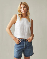 Women's Linen Tank - White