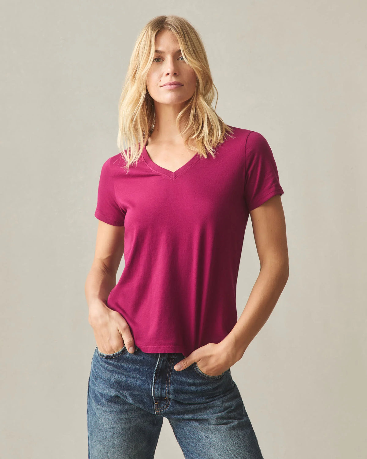 Women's Classic Cotton V-Neck Tee - Cherries Jubilee
