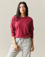 Women's Hemp Long Sleeve Crew Tee - Rio Red