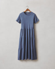 Women's Premium Slub Tiered Dress - Washed Denim
