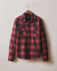 Unisex Redwood Fleece Overshirt - Bonfire Red Plaid