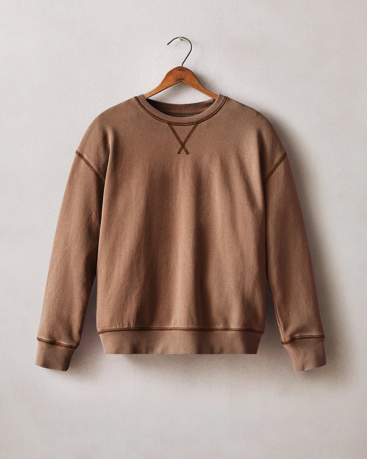 Women's Relaxed French Terry Crew - Downtown Brown