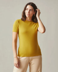 Women's Luxe Rib Crew Tee - Golden Palm