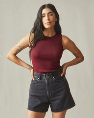 Women's Luxe Rib Tank - Syrah