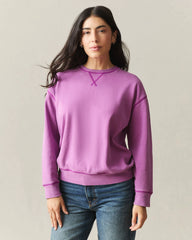 Women's Relaxed French Terry Crew - Cattleya Orchid