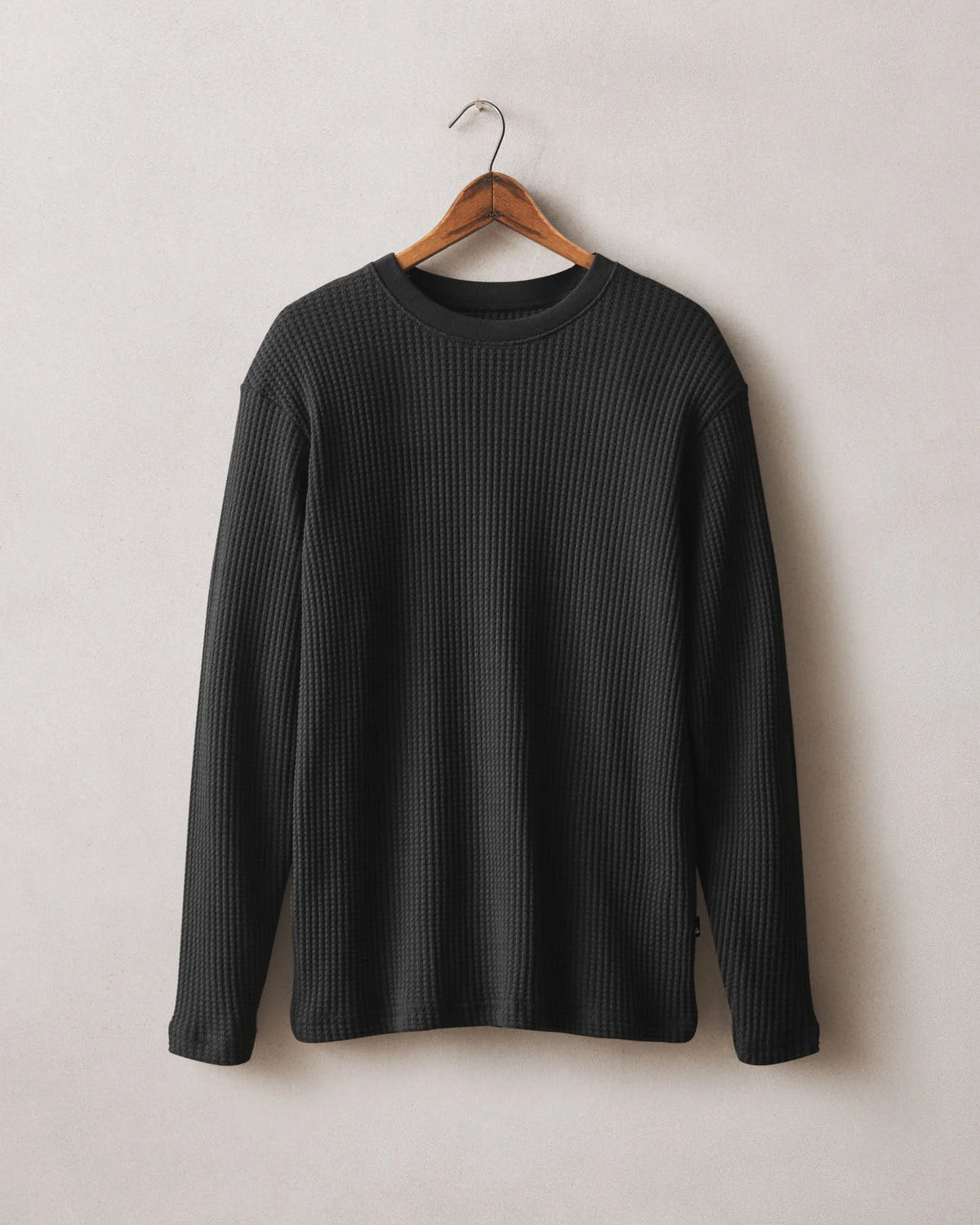 Men's Waffle Long Sleeve Crew - Black