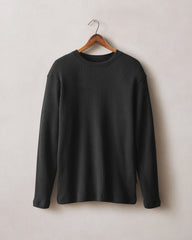 Men's Waffle Long Sleeve Crew - Black