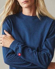 Women's Vintage Crew Long Sleeve Tee - Washed Pageant Blue