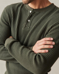 Men's Waffle Long Sleeve Henley - Loden