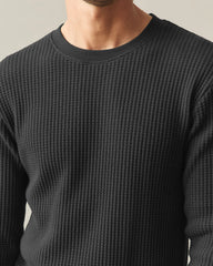 Men's Waffle Long Sleeve Crew - Black
