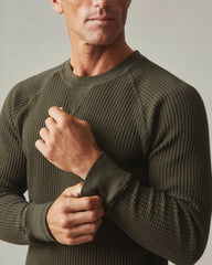 Men's Waffle Long Sleeve Crew - Deep Olive