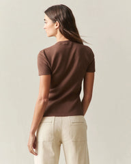 Women's Rib Cardigan Tee  - Downtown Brown