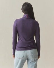 Women's Luxe Rib Turtleneck - Purple Velvet