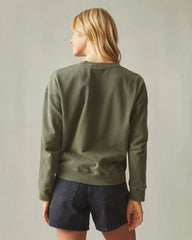 Women's Vintage Wash Relaxed French Terry Crew - Olive