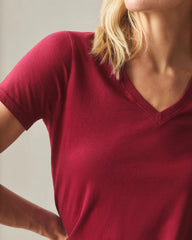 Women's Classic Cotton V-Neck Tee - Syrah