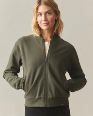 Women's Fleece Bomber Jacket - Loden