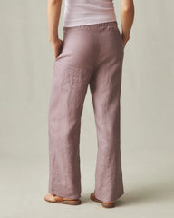 Women's Linen Wide Leg Pant - Twilight Mauve