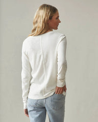 Women's Premium Slub Long Sleeve V-Neck Tee - Bone