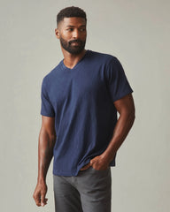 Men's Premium Slub V-Neck Tee - Navy