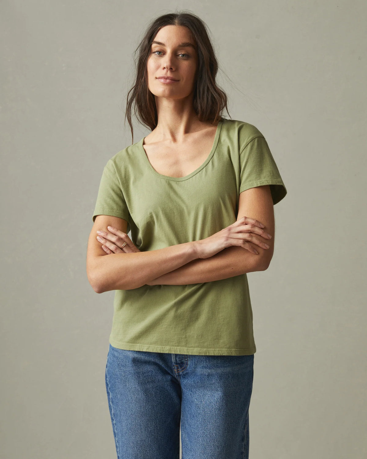 Women's Classic Cotton Scoop Tee - Pale Sage