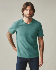 Men's Premium Slub V-Neck Tee - Bristol Blue