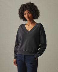 Women's Cotton V-Neck Sweater - Stone