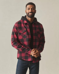 Unisex Redwood Fleece Overshirt - Bonfire Red Plaid