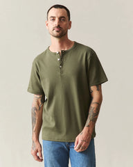 Men's Brushed Henley - Olive Night Heather