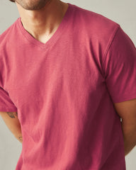 Men's Premium Slub V-Neck Tee - Holly Berry