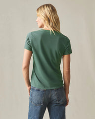 Women's Classic Cotton V-Neck Tee - Dark Forest
