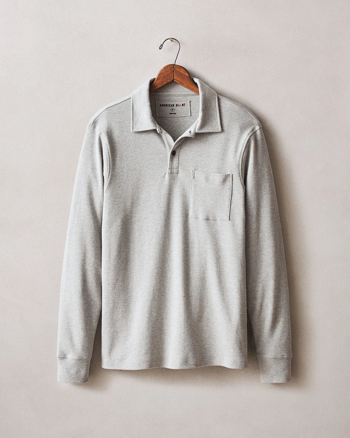 Men's Brushed Long Sleeve Polo - Sand Shell Heather