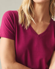 Women's Classic Cotton V-Neck Tee - Cherries Jubilee
