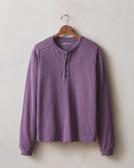 Men's Broken-In Premium Slub Long Sleeve Henley - Deep Purple