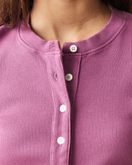 Women's Rib Cardigan Tee - Damson