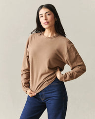 Women's Hemp Long Sleeve Crew Tee - Pine Bark