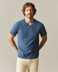 Men's Premium Slub V-Neck Tee - Dark Denim