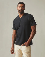 Men's Premium Slub V-Neck Tee - Black