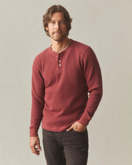 Men's Waffle Long Sleeve Henley - Spiced Apple