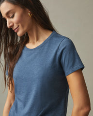 Women's Classic Cotton Crew Tee - Blue Storm Heather