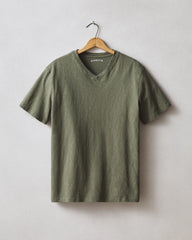 Men's Premium Slub V-Neck Tee - Olive Night