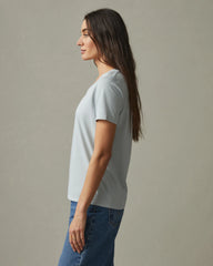 Women's Classic Cotton V-Neck Tee - Pearl Blue