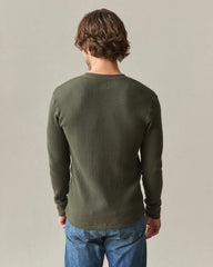 Men's Waffle Long Sleeve Henley - Loden
