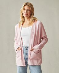 Women's French Terry Cardigan - Silver Pink